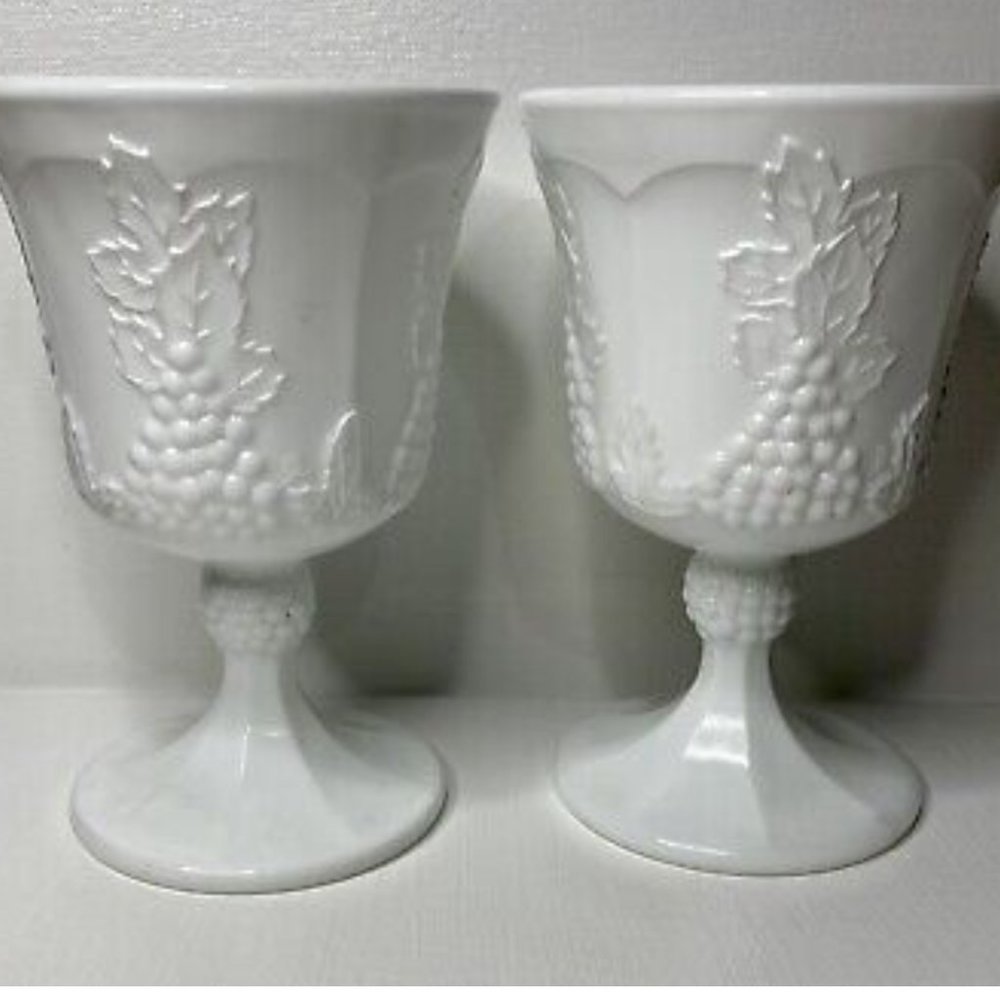 Pair of Vintage Milk Glass Goblets